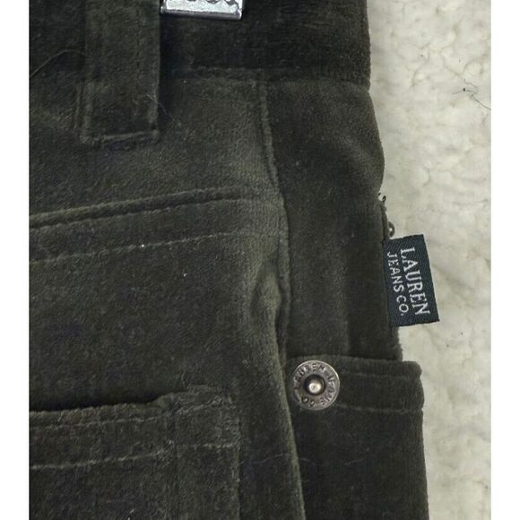 LRL Ralph Lauren Jeans Co Green Velvet Pants Women Stretch Straight Leg Size 4P - Picture 7 of 9